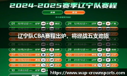 辽宁队CBA赛程出炉，将迎战五支劲旅